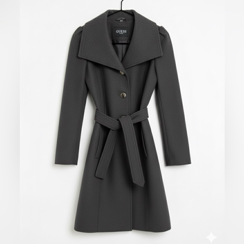 Guess Charcoal Buttoned Coat